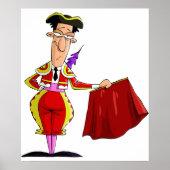 Matador with Red Cape Spanish Bullfighter ポスター (正面)