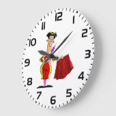 Matador with Red Cape Spanish Bullfighter ラージ壁時計 (傾斜)