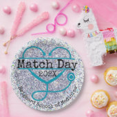 Match Day Blue Custom Year Glitter Stethoscope ペーパープレート (パーティー)