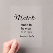 Match made in heaven add name date simple calligra アクリル招待状 (インサイチュ (ポータブル))
