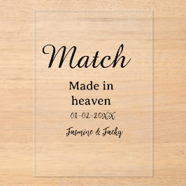 Match made in heaven add name date simple calligra アクリル招待状