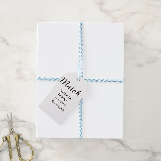 Match made in heaven add name date simple calligra ギフトタグ (より糸付き)