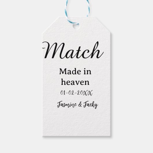 Match made in heaven add name date simple calligra ギフトタグ (正面)