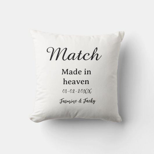 Match made in heaven add name date simple calligra クッション (正面)
