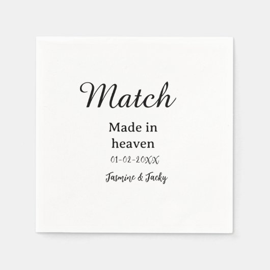 Match made in heaven add name date simple calligra スタンダードカクテルナプキン (正面)