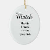 Match made in heaven add name date simple calligra セラミックオーナメント (右)