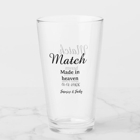 Match made in heaven add name date simple calligra タンブラーグラス (正面)