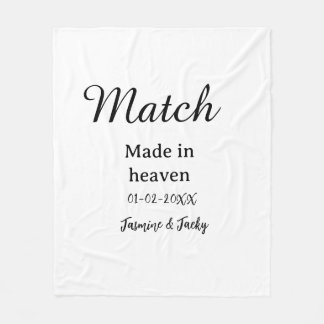 Match made in heaven add name date simple calligra フリースブランケット