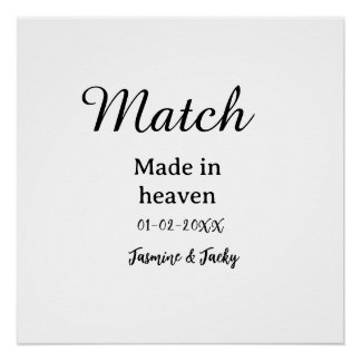 Match made in heaven add name date simple calligra ポスター