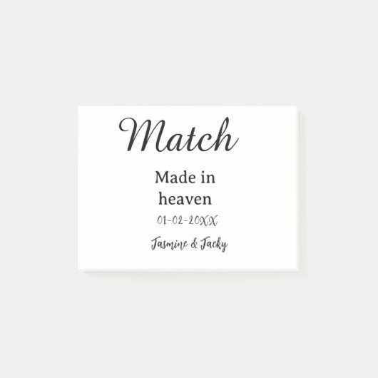 Match made in heaven add name date simple calligra ポストイット (正面)
