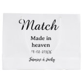 Match made in heaven add name date simple calligra ラージペーパーバッグ (裏面)
