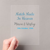 Match made in heaven blue black couple name date アクリル招待状 (インサイチュ (ポータブル))
