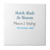Match made in heaven blue black couple name date タイル (正面)