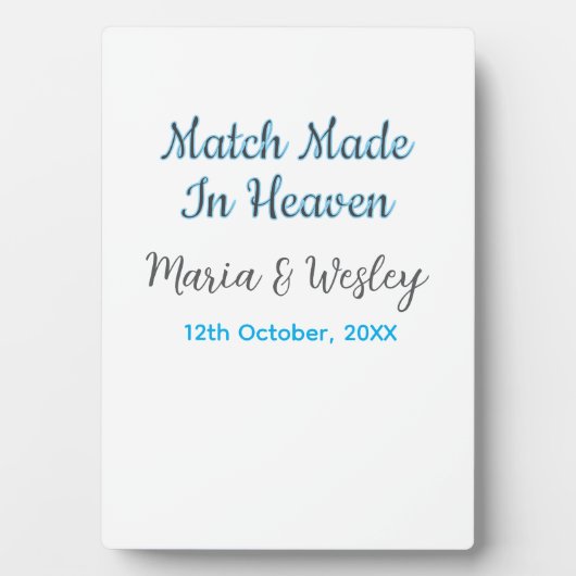 Match made in heaven blue black couple name date フォトプラーク (正面)
