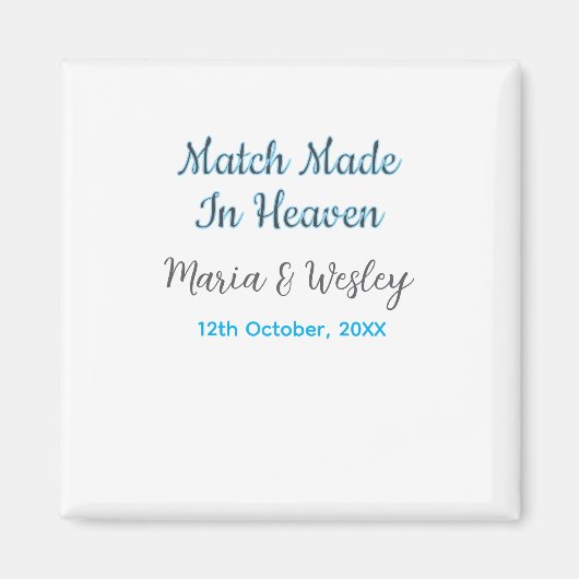 Match made in heaven blue black couple name date マグネット (正面)