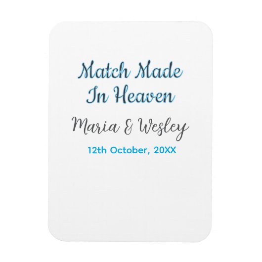 Match made in heaven blue black couple name date マグネット (縦)