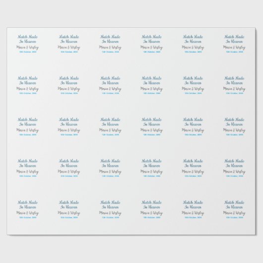 Match made in heaven blue black couple name date ラッピングペーパー (フラット)