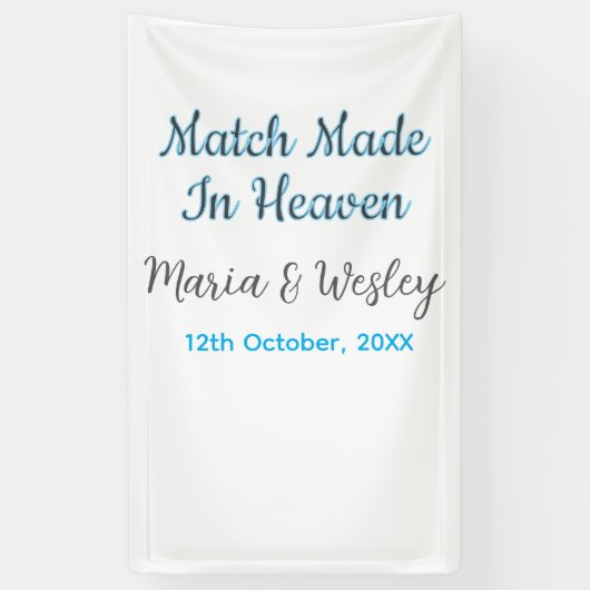 Match made in heaven blue black couple name date 横断幕 (縦)