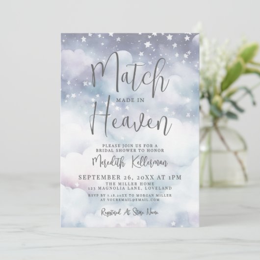 Match Made In Heaven Bridal Shower 招待状 (スタンド正面)
