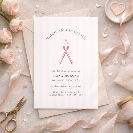 Match Made in Heaven Pink Stripe Bridal Shower 招待状