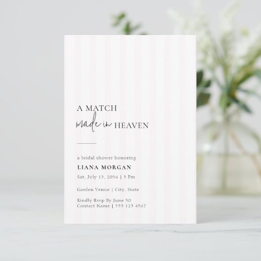 Match Made in Heaven Stripe Bridal Shower Invite 招待状 (スタンド正面)