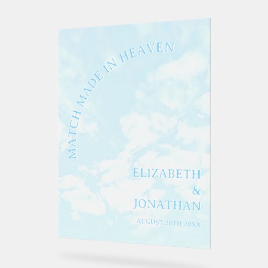 Match Made In Heaven Wedding アクリルサイン (傾斜)