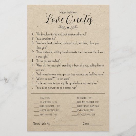 Match the Movie Love引用文結婚のテーブルゲーム (正面)