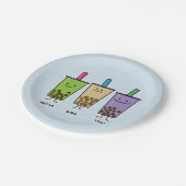 Matchaのbobaの茶緑の飲み物のミルクのタロイモのタピオカ ペーパープレート (アングル)