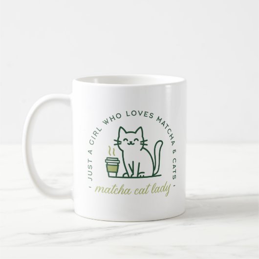 Matcha and cat lover funny just a girl kawaii コーヒーマグカップ (左)