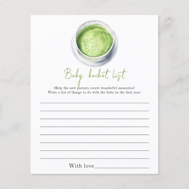 Matcha baby shower - Baby bucket list (正面)
