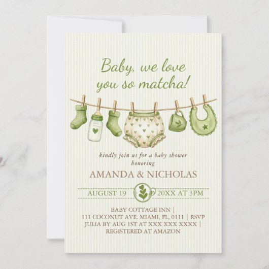 Matcha Baby Shower Invitation 招待状 (正面)