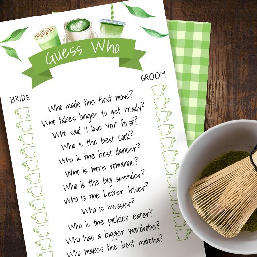 Matcha Bridal Shower Game Card チラシ