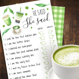 Matcha Bridal Shower Game Card チラシ