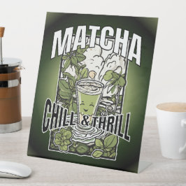 Matcha Chill & Thrill – Dekoratives Matcha Latte 台座サイン