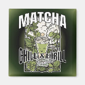 Matcha Chill & Thrill – Dekoratives Trenddesign マグネット (正面)