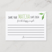 Matcha Couples Shower Game Date Idea Card プレイスカード (正面)