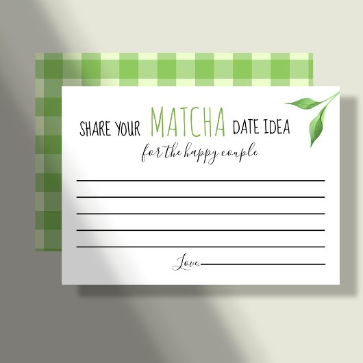 Matcha Couples Shower Game Date Idea Card プレイスカード