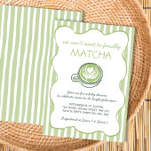 Matcha Green Tea Hand Drawn Baby Shower 招待状