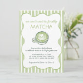 Matcha Green Tea Hand Drawn Baby Shower 招待状 (スタンド正面)