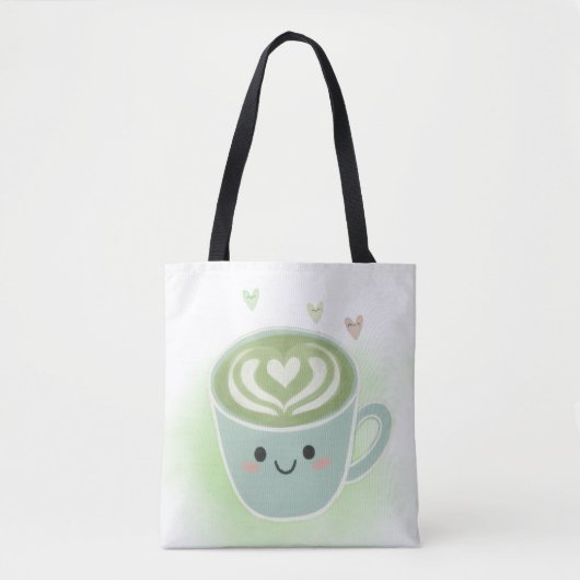 Matcha Latte Heart Shoulder Tote Bag トートバッグ (正面)