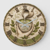 Matcha Latte Japanese Tea Lover Kitchen Decor ラージ壁時計 (正面)