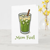 Matcha Latte Mom Fuel Funny Retro Birthday カード (黄色い花)