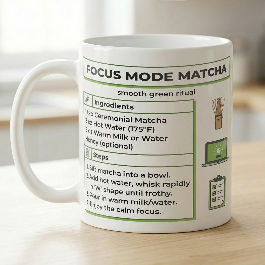 Matcha Latte Recipe Focus Mode コーヒーマグカップ