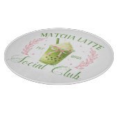 Matcha Latte Social Club Glass Round Cutting Board カッティングボード (角)