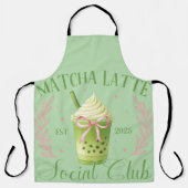 Matcha Latte Social Club Pink and Sage Green Apron エプロン (正面)