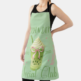 Matcha Latte Social Club Pink and Sage Green Apron エプロン