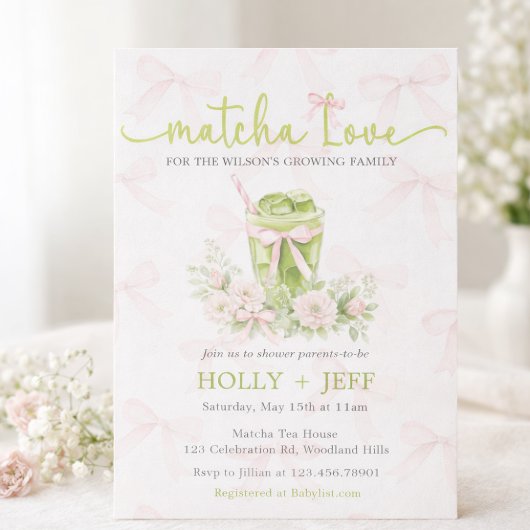 Matcha Love Baby Shower Invitation | Green Tea  招待状