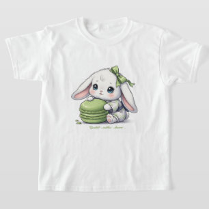 Matcha Macaron Baby Bunny - Kimono Yukata & Ribbon Tシャツ