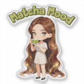 Matcha Mood Aesthetic Design Cute Green Tea Vibes シール (正面)