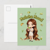 Matcha Mood Aesthetic Design Cute Green Tea Vibes ポストカード (正面/裏面)